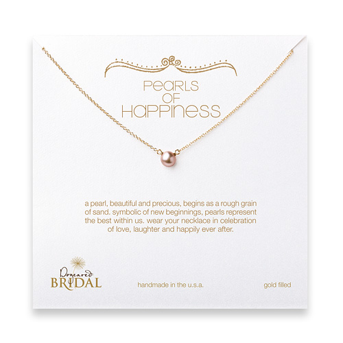 bridal pearls of happiness rose pearl necklace, gold dipped - 18 inches