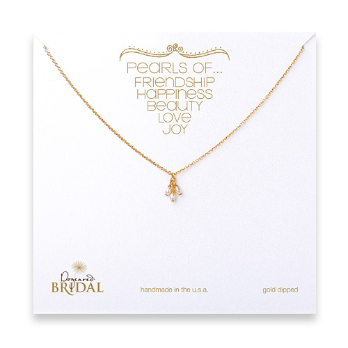 bridal 3 pearl necklace, gold dipped
