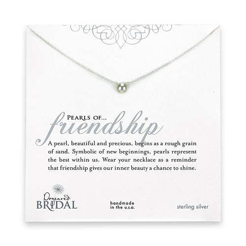 bridal pearls of friendship sterling silver necklace with white pearl