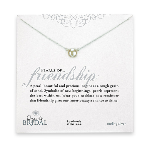bridal large pearls of friendship sterling silver necklace with white pearl