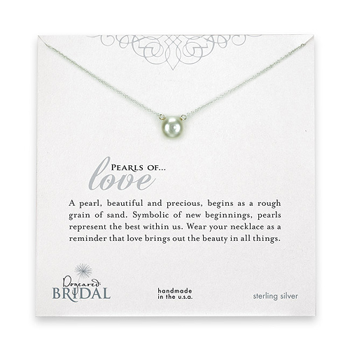 bridal large pearls of love sterling silver necklace with white pearl