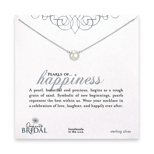 bridal large pearls of happiness sterling silver necklace with white pearl