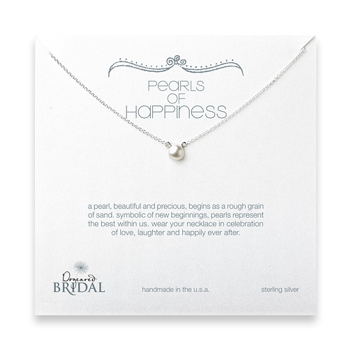 bridal pearls of happiness sterling silver necklace with white pearl