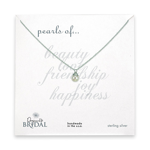 bridal wrapped white pearl sterling silver reminder necklace