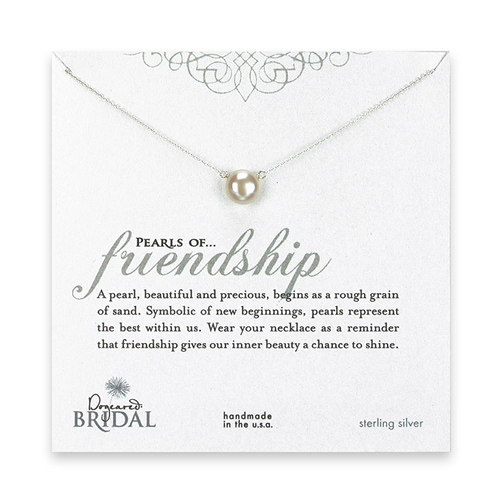 bridal large pearls of friendship sterling silver necklace with white pearl - 18 inches