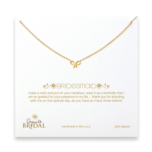 bridal bow bridesmaid necklace, gold dipped - 18 inches