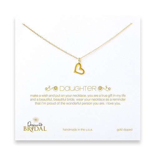 bridal daughter loving heart necklace, gold dipped