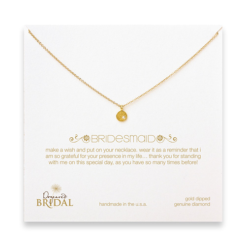 bridal circle diamond bridesmaid necklace, gold dipped