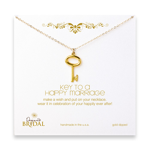 bridal key to a happy marriage key necklace, gold dipped - 18 inches