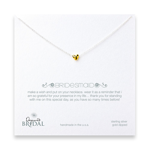 bridal heart bead bridesmaid necklace, sterling silver