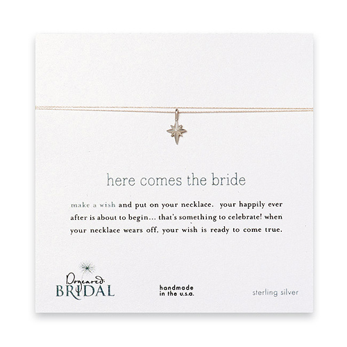 here comes the bride make a wish bridal necklace with sterling silver north star on creme