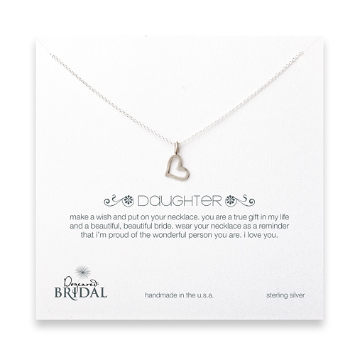 bridal daughter loving heart necklace, sterling silver