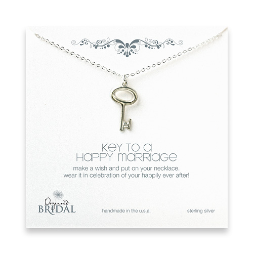 bridal key to a happy marriage key necklace, sterling silver - 18 inches