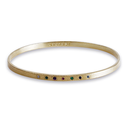 bridal dearest gold dipped gemstone engraved bangle