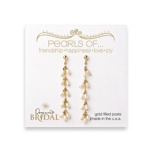 bridal dangling pearl gold dipped earrings