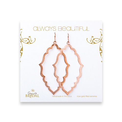 bridal earrings, always beautiful moroccan, rose gold dipped