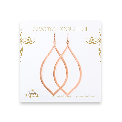 bridal earrings, always beautiful eye, rose gold dipped