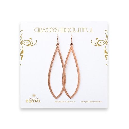 bridal earrings, always beautiful petal, rose gold dipped