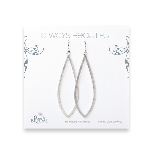 bridal earrings, always beautiful petal, sterling silver