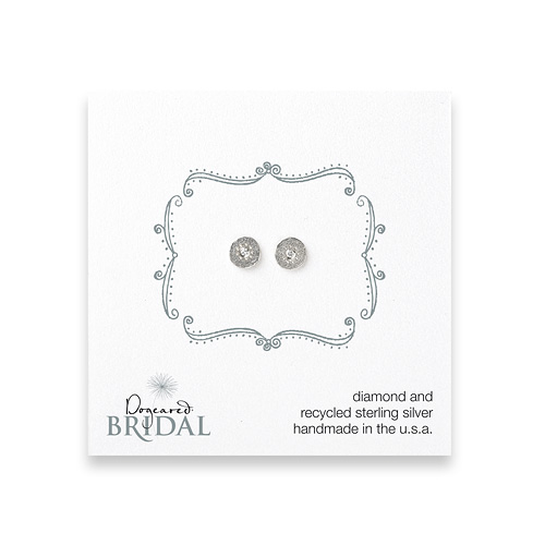 bridal circle diamond stud earrings, sterling silver