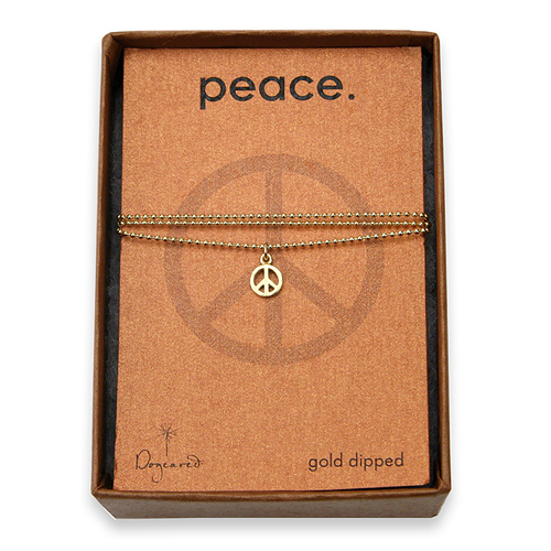 peace seed gold dipped necklace on tiny ball chain