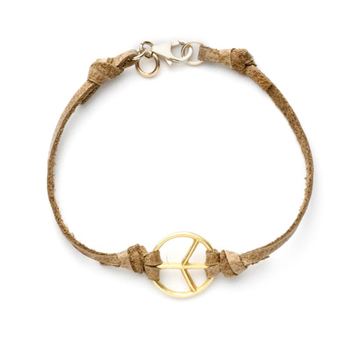 the gold dipped leather peace bracelet