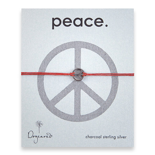 small peace bracelet charcoal on red irish linen