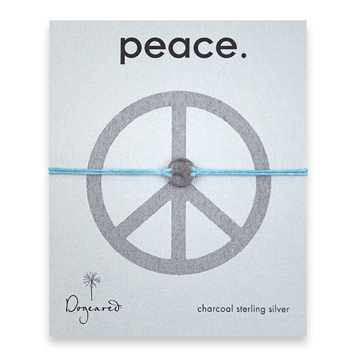 small peace bracelet charcoal on turquoise  irish linen