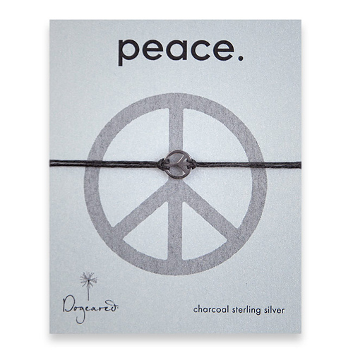 small peace bracelet charcoal on black irish linen