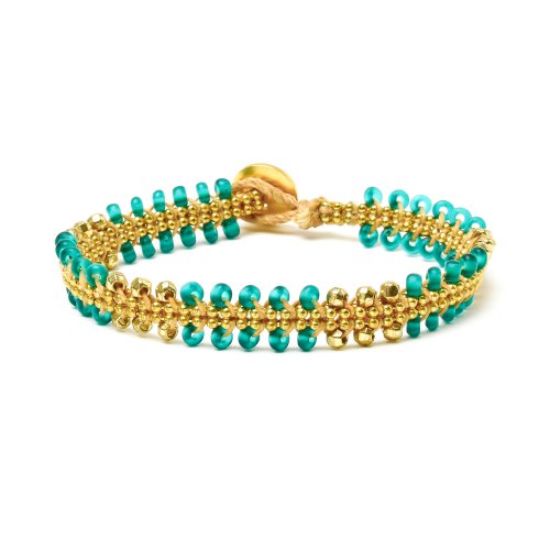 gifts to go collection gold dipped chain & parallel emerald bead bracelet