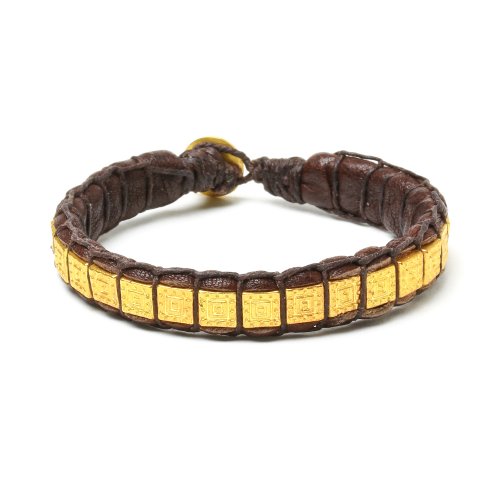 gifts to go collection gold dipped square bead & chocolate leather bracelet
