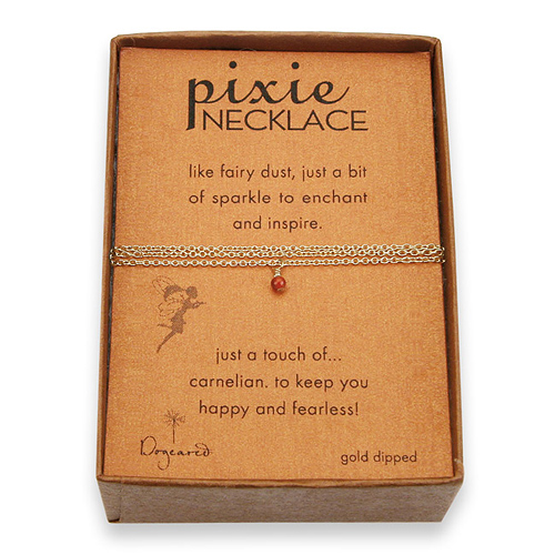 carnelian pixie necklace, gold dipped