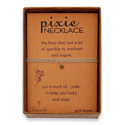 jade pixie necklace, gold dipped