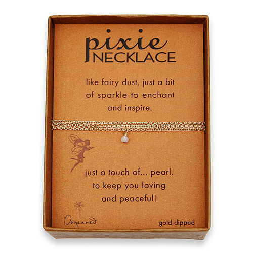 pearl pixie necklace, gold dipped