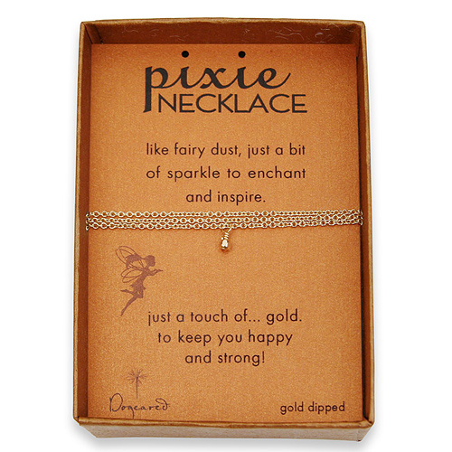 gold pixie necklace, gold dipped
