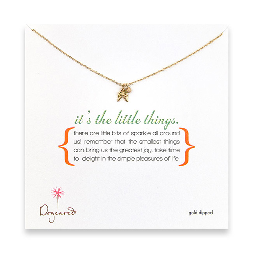 it's the little things gold dipped necklace with angel wing charm