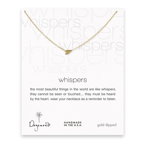 whispers sideways heart necklace, gold dipped