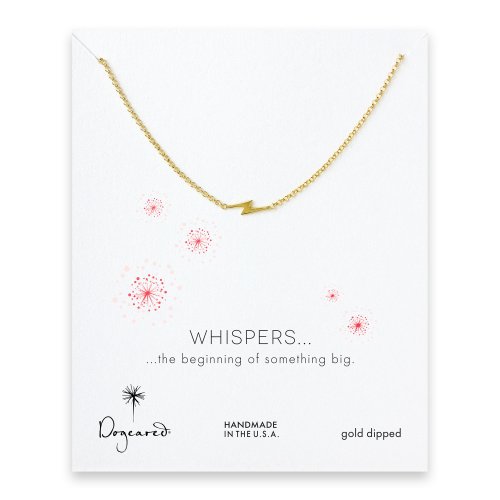 whispers lightning bolt necklace, gold dipped