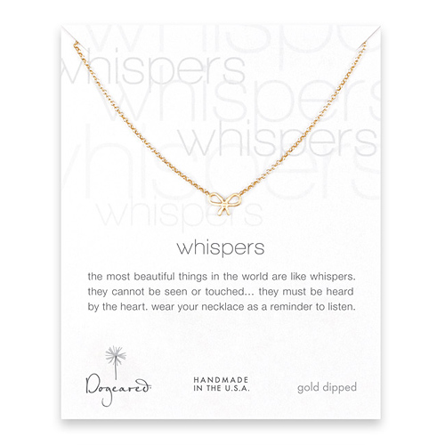 whispers bow gold dipped necklace