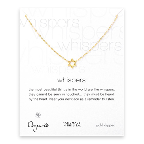 whispers jewish star necklace, gold dipped