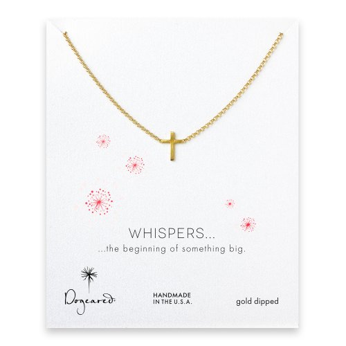 whispers small cross necklace, gold dipped