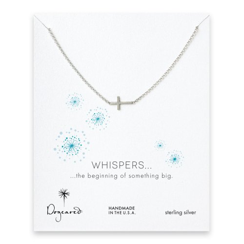whispers sideways cross necklace, sterling silver