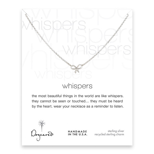 whispers bow necklace, sterling silver