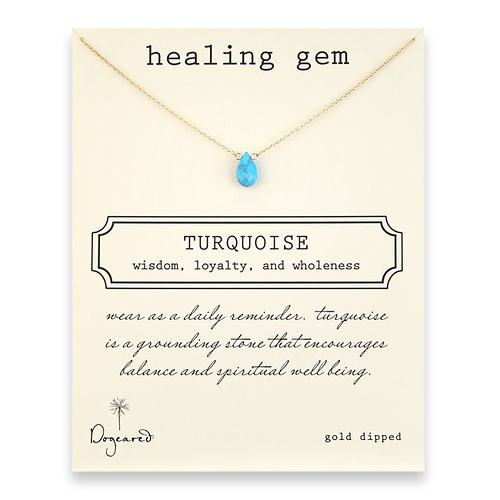 healing gem turquoise necklace, gold dipped