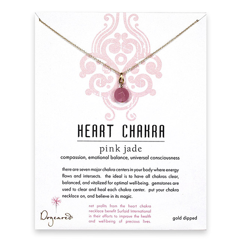 gold dipped heart chakra pink jade necklace