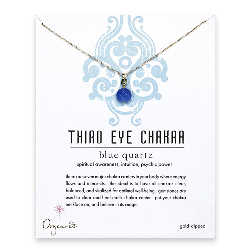 gold dipped third eye chakra blue quartz necklace