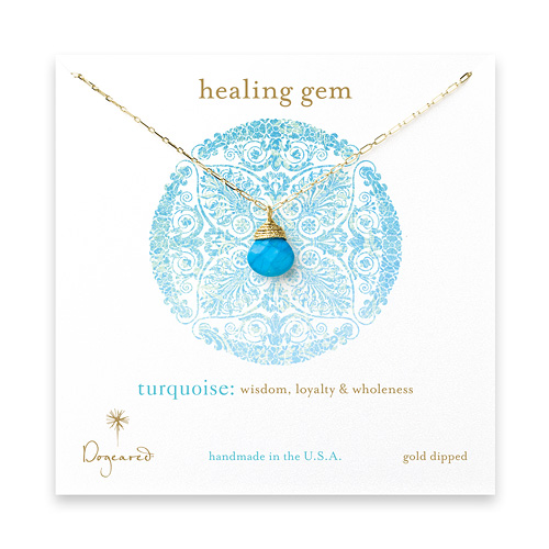 healing gem briolette turquoise necklace, gold dipped
