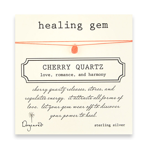 cherry quartz healing gem necklace on thread