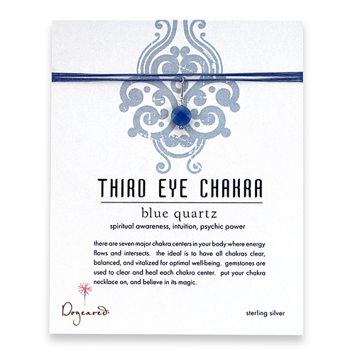 third eye chakra blue quartz necklace on blue thread