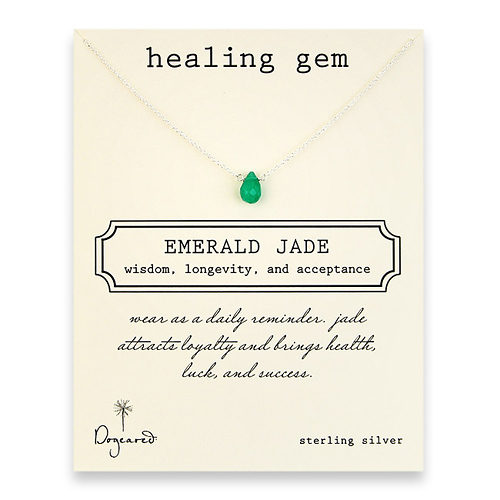 emerald jade healing gem reminder, sterling silver